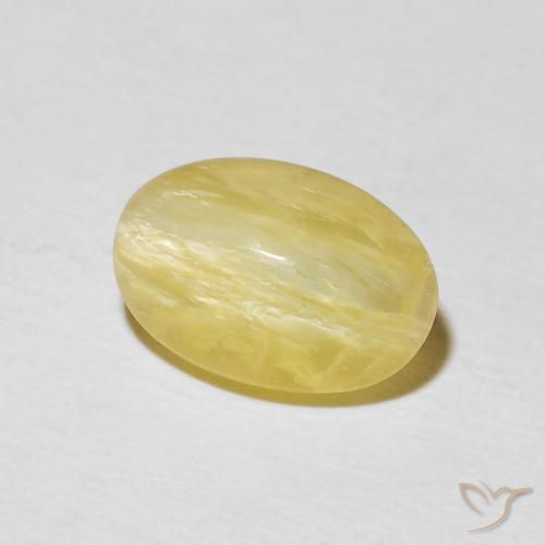 2.52 ct Yellow Cat's Eye Opal Stone, Natural Cat's Eye Opal in Oval Cabochon Shape for Sale