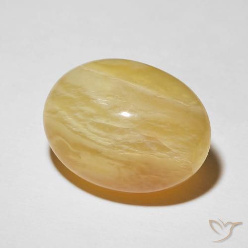 20.55 ct Yellow Cat's Eye Opal Stone, Natural Cat's Eye Opal in Oval Cabochon Shape for Sale