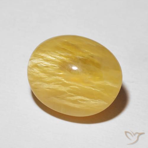 10.02 ct Yellow Cat's Eye Opal Stone, Natural Cat's Eye Opal in Oval Cabochon Shape for Sale