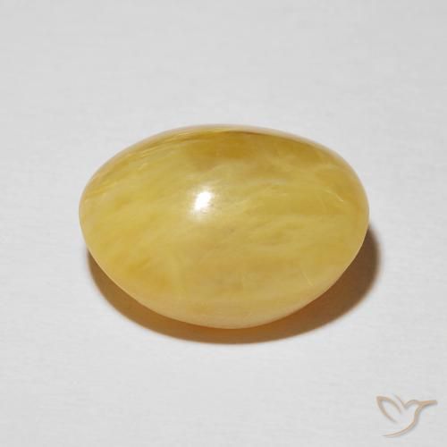 Cat's Eye Opal Gemstone in 15.8 x 13.1 mm Size for Sale, Cat's Eye Opal Stone in Goldenrod Yellow Color