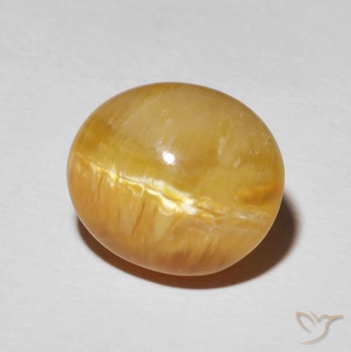7.94 ct Golden Cat's Eye Opal Stone, Natural Cat's Eye Opal in Oval Cabochon Shape for Sale