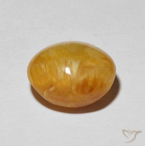 Cat's Eye Opal Gemstone in 14 x 12 mm (calibrated) Size for Sale, Cat's Eye Opal Stone in Golden-Brown Color