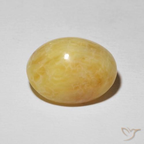 Cat's Eye Opal Gemstone in 17.2 x 13 mm Size for Sale, Cat's Eye Opal Stone in Goldenrod Yellow Color