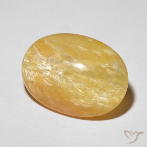 19.78 ct Golden Cat's Eye Opal Stone, Natural Cat's Eye Opal in Oval Cabochon Shape for Sale