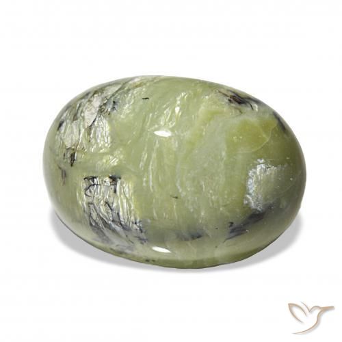 6.67 ct Green Cat's Eye Opal Stone, Natural Cat's Eye Opal in Oval Cabochon Shape for Sale