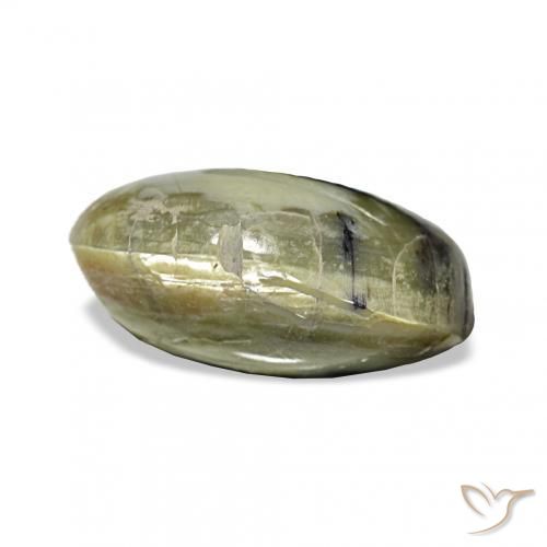 3.02 ct Green Cat's Eye Opal Stone, Natural Cat's Eye Opal in Oval Cabochon Shape for Sale