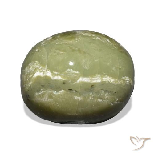 9.69 ct Green Cat's Eye Opal Gemstone, Cat's Eye Opal Gem in Cushion Cabochon Shape for Sale.