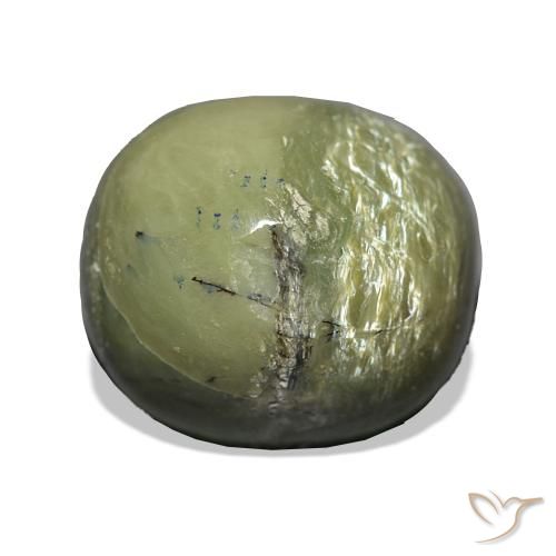 6.79 ct Green Cat's Eye Opal Gemstone, Cat's Eye Opal Gem in Cushion Cabochon Shape for Sale.