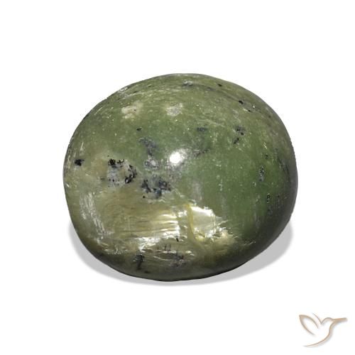 3.41 ct Green Cat's Eye Opal Gemstone, Cat's Eye Opal Gem in Oval Cabochon Shape for Sale.