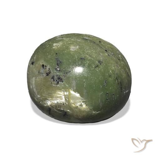 3.41 ct Green Cat's Eye Opal Stone, Natural Cat's Eye Opal in Oval Cabochon Shape for Sale