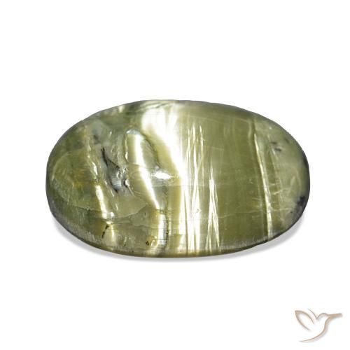 Cat's Eye Opal Gemstone in 16 x 12 mm (calibrated) Size for Sale, Cat's Eye Opal Stone in Yellowish Green Color