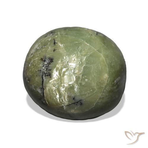 4.99 ct Green Cat's Eye Opal Stone, Natural Cat's Eye Opal in Oval Cabochon Shape for Sale