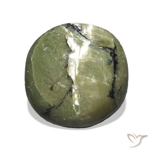 3.00 ct Green Cat's Eye Opal Gemstone, Cat's Eye Opal Gem in Cushion Cabochon Shape for Sale.