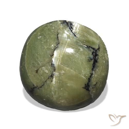 3.00 ct Green Cat's Eye Opal Stone, Natural Cat's Eye Opal in Cushion Cabochon Shape for Sale