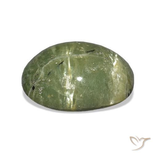 Cat's Eye Opal Gemstone in 12 x 10 mm (calibrated) Size for Sale, Cat's Eye Opal Stone in Warm Green Color