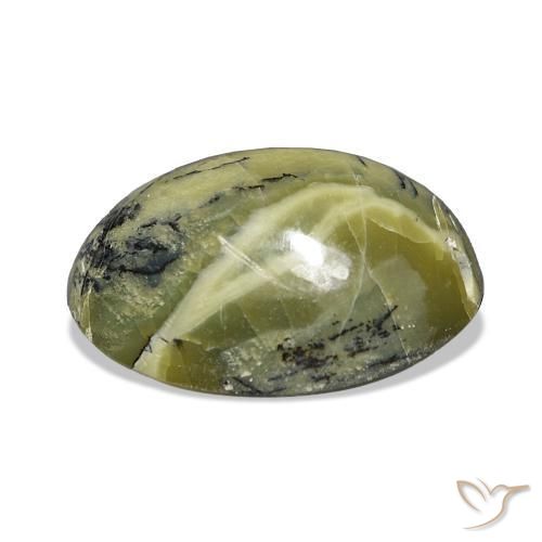 Cat's Eye Opal Gemstone in 15.3 x 11.5 mm Size for Sale, Cat's Eye Opal Stone in Yellowish Green Color