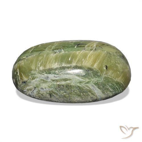 Cat's Eye Opal Gemstone in 24.8 x 15.9 mm Size for Sale, Cat's Eye Opal Stone in Yellowish Green Color