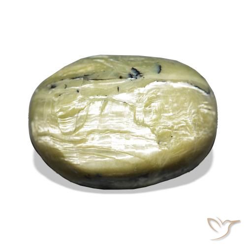 11.66 ct Green Cat's Eye Opal Gemstone, Cat's Eye Opal Gem in Oval Cabochon Shape for Sale.