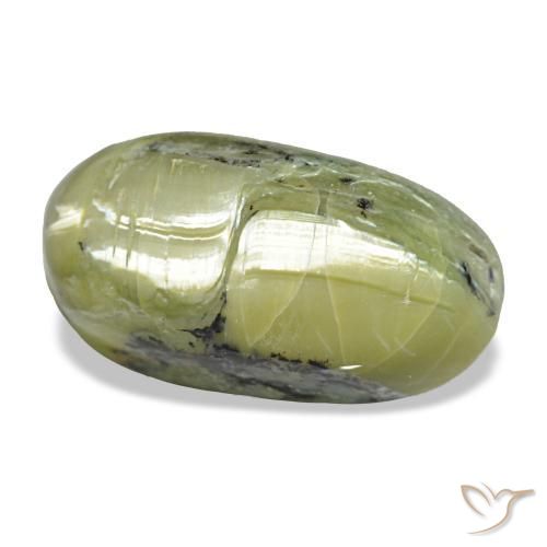 9.66 ct Green Cat's Eye Opal Stone, Natural Cat's Eye Opal in Oval Cabochon Shape for Sale