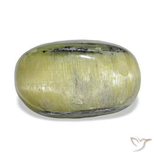 4.62 ct Green Cat's Eye Opal Gemstone, Cat's Eye Opal Gem in Oval Cabochon Shape for Sale.