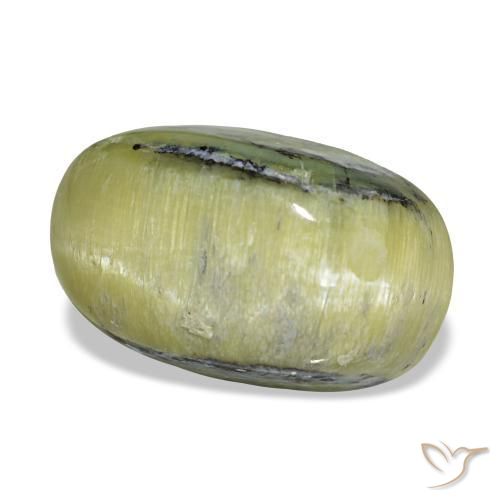 4.62 ct Green Cat's Eye Opal Stone, Natural Cat's Eye Opal in Oval Cabochon Shape for Sale