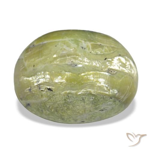 11.22 ct Green Cat's Eye Opal Gemstone, Cat's Eye Opal Gem in Oval Cabochon Shape for Sale.