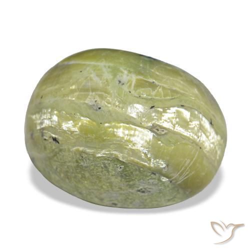 11.22 ct Green Cat's Eye Opal Stone, Natural Cat's Eye Opal in Oval Cabochon Shape for Sale