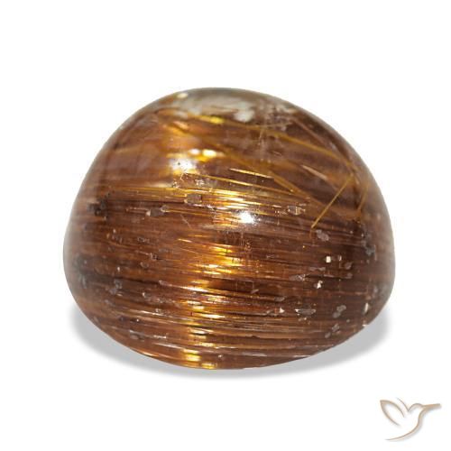 Cat's Eye Rutile Quartz Gemstone in 9.5 mm (calibrated) Size for Sale, Cat's Eye Rutile Quartz Stone in Medium Orange Color