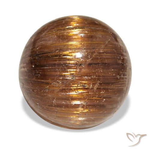 5.21ct Orange Cat'S Eye Rutile Quartz, Round, Translucent