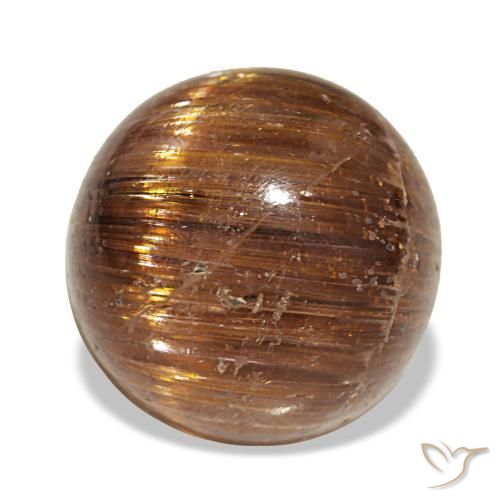 5.21 ct Orange Cat's Eye Rutile Quartz Stone, Natural Cat's Eye Rutile Quartz in Round Cabochon Shape for Sale