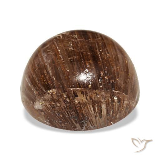 Cat's Eye Rutile Quartz Gemstone in 10 mm (calibrated) Size for Sale, Cat's Eye Rutile Quartz Stone in Deep Reddish Orange Color