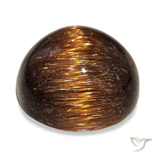 Cat's Eye Rutile Quartz Gemstone in 16 mm (calibrated) Size for Sale, Cat's Eye Rutile Quartz Stone in Medium Dark-Orange Color