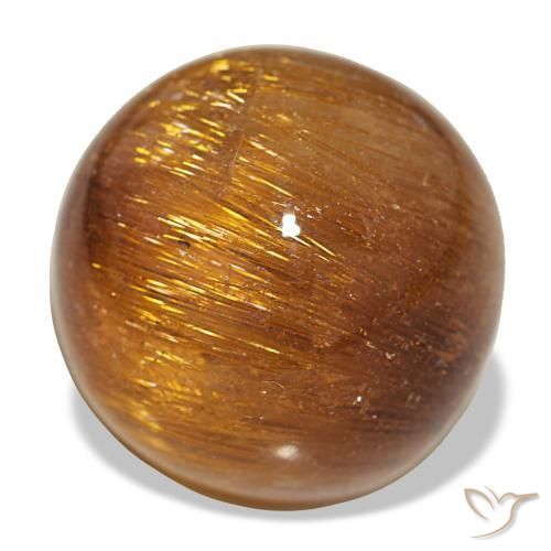 17.93 ct Orange Cat's Eye Rutile Quartz Stone, Natural Cat's Eye Rutile Quartz in Round Cabochon Shape for Sale