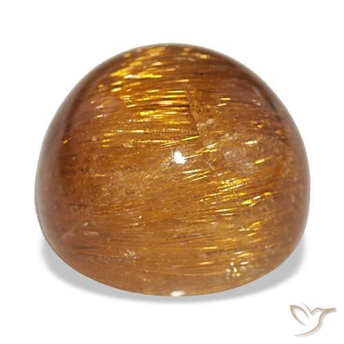 Cat's Eye Rutile Quartz Gemstone in 15 mm (calibrated) Size for Sale, Cat's Eye Rutile Quartz Stone in Orange Brown Color