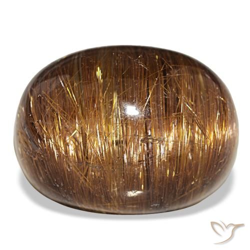 44.01 ct Orange Cat's Eye Rutile Quartz Gemstone, Cat's Eye Rutile Quartz Gem in Oval Cabochon Shape for Sale.