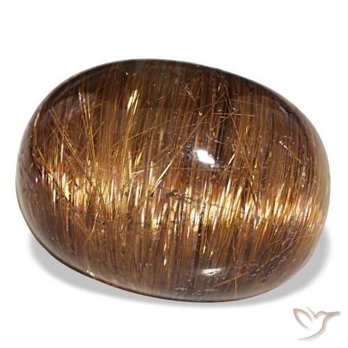 44.01 ct Orange Cat's Eye Rutile Quartz Stone, Natural Cat's Eye Rutile Quartz in Oval Cabochon Shape for Sale