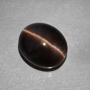 Cat's Eye Scapolite Gemstone in 13.3 x 11.1 mm Size for Sale, Cat's Eye Scapolite Stone in Dark Brown Color
