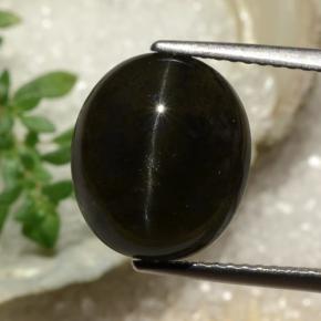 Blackish Brown Scapolite effetto occhio di gatto Gem - 8.2ct Ovale cabochon (ID: 470426)