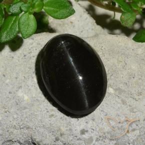 5.12 ct Black Cat's Eye Scapolite Stone, Natural Cat's Eye Scapolite in Oval Cabochon Shape for Sale
