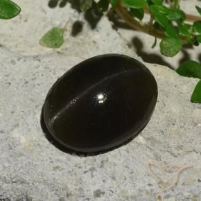 5.10 ct Black Cat's Eye Scapolite Stone, Natural Cat's Eye Scapolite in Oval Cabochon Shape for Sale