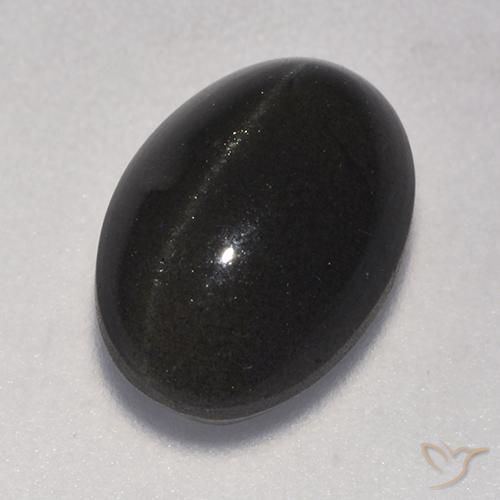 3.75 ct Black Cat's Eye Scapolite Stone, Natural Cat's Eye Scapolite in Oval Cabochon Shape for Sale