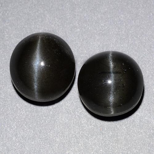 Black Cat's Eye Scapolite Gem - 3.5ct Round Cabochon (ID: 484135)