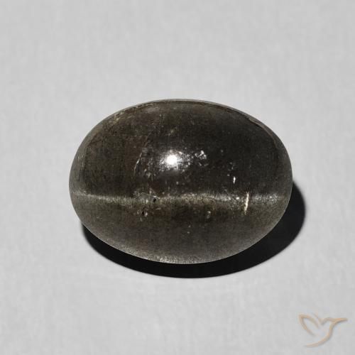 Escapolita Ojo de Gato Negro Cabujón Óvalo de 10,2 x 7,5mm de Madagascar, peso de 3.41 ct, piedra preciosa natural No tratado en claridad Translúcido, Escapolita Ojo de Gato de 1 pieza - Color: Negro, dureza Mohs de 5.5 - 6, Photo A