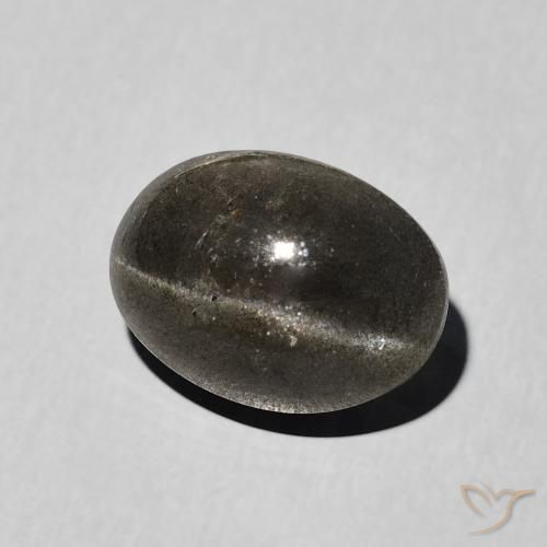 3.41 ct Black Cat's Eye Scapolite Stone, Natural Cat's Eye Scapolite in Oval Cabochon Shape for Sale