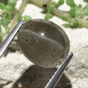 3.81 ct Gray Cat's Eye Scapolite Stone, Natural Cat's Eye Scapolite in Oval Cabochon Shape for Sale