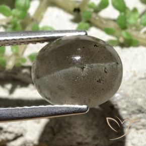 Cat's Eye Scapolite Gemstone in 10 x 8 mm (calibrated) Size for Sale, Cat's Eye Scapolite Stone in Dark Gray Color