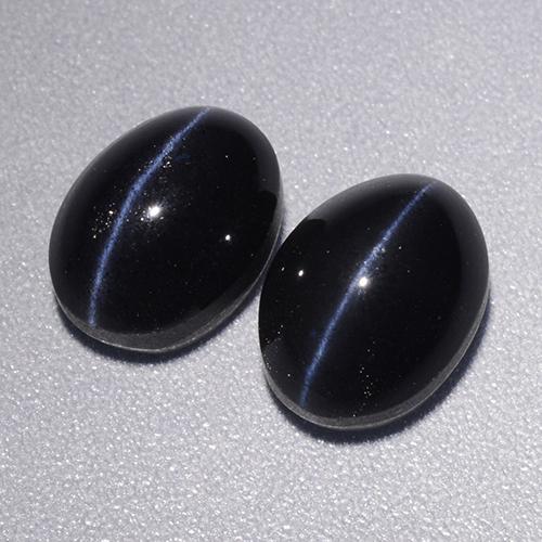 Schwarz Skapolith Katzenauge Edelstein - 2.2ct Oval Cabochon (ID: 484178)