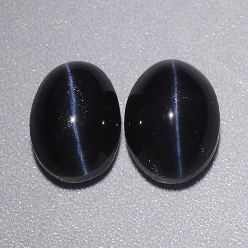 4.46 ctw Black Cat's Eye Scapolite Stones, Natural Cat's Eye Scapolite in Oval Cabochon Shape for Sale
