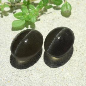7.38 ctw Gray Cat's Eye Scapolite Stones, Natural Cat's Eye Scapolite in Oval Cabochon Shape for Sale