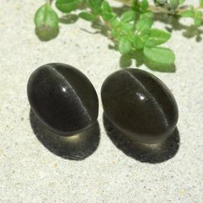 Cat's Eye Scapolite Gemstones in 9.9 x 7.5 mm Size for Sale, Cat's Eye Scapolite Stones in Dark Gray Color